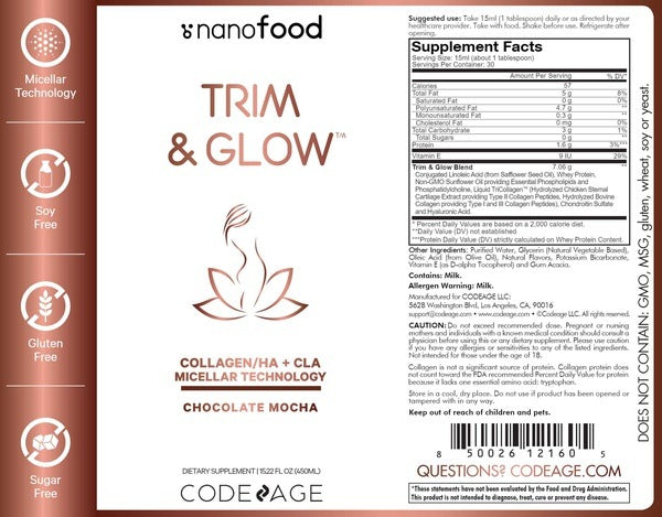 Benefits of Nanofood Trim & Glow Chocolate Mocha - 15.22 FL OZ | CodeAge | Support Overall Health