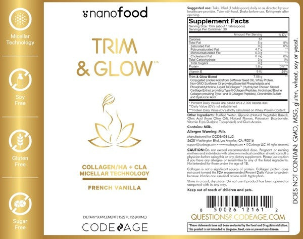 Benefits of Nanofood Trim & Glow French Vanilla - 15.22 FL OZ | CodeAge | Support Men and Women Health
