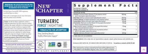Benefits of Turmeric Force Nighttime  - 60 Veg Caps| New Chapter | supports deep sleep