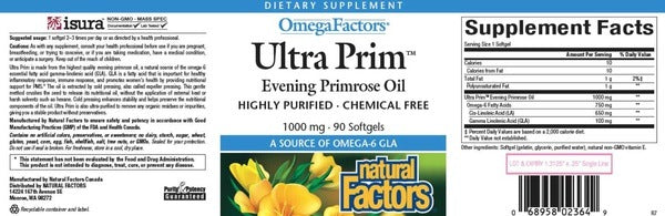 Benefits of Ultra Prim EPO 1,000 mg - 90 Softgels | Natural Factors | supports immune health