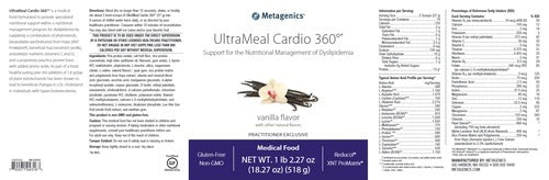Metagenics UltraMeal Cardio 360 Peach Vanilla supplement facts