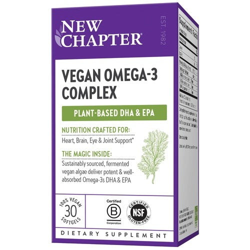 New Chapter Vegan Omega 3 Complex  - Supports healthy cardiovascular, brain, eye, and joint 