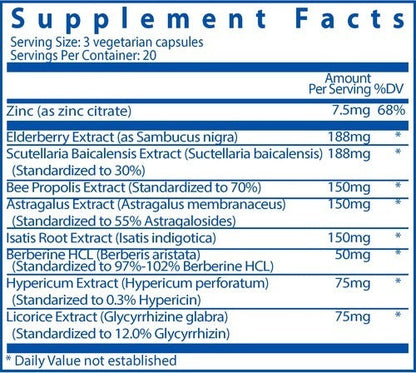 Ingredients of Root 625mg Dietary Supplement - Zinc, Elderberry Fruit/Berry Extract, Scutellaria Baicalensis Root Extract