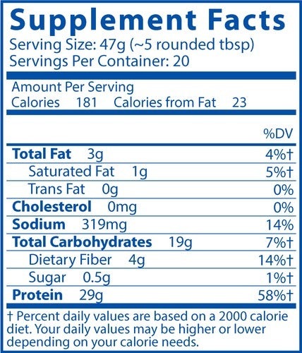 Ingredients of Vital Clear Dietary Supplement - Sodium 319 mg, Protein 29 g