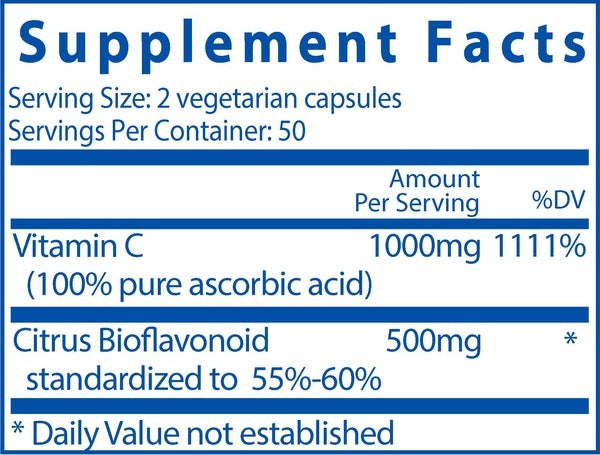 Ingredients of Vitamin C with Bioflavonoids Dietary Supplement - Vitamin C 1000mg Per Serving