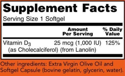 Vitamin D-3 1000 IU softgels NOW