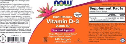 Vitamin D-3 2000 IU NOW