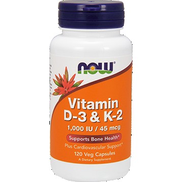 Vitamin D-3&K-2 1000 IU/45 mcg NOW
