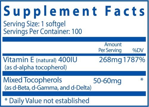 Ingredients of Vitamin E 400 Dietary Supplement - Mixed Tocopherols 50-60mg