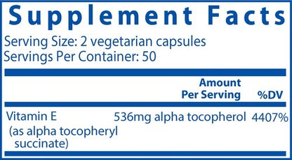 Ingredients of Vitamin E Succinate Dietary Supplement - Vitamin E  alpha tocopherol 536 mg