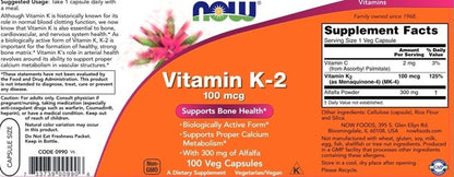 Vitamin K-2 100 mcg NOW