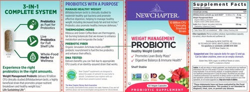 Benefits of Weight Management Probiotic  - 30 Veg Caps| New Chapter | supports digestive health