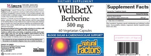 Benefits of WellBetX Berberine - 60 Veg Capsules | Natural Factors | Supports blood sugar