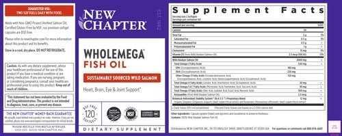 Benefits of Wholemega 1000 mg  - 120 Softgels| New Chapter | supports heart, brain 
