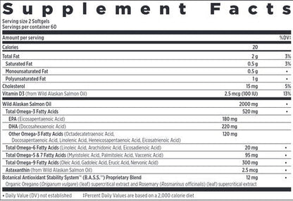 Ingredients of Wholemega 1000 mg dietary supplement - wild alaskan salmon fish oil