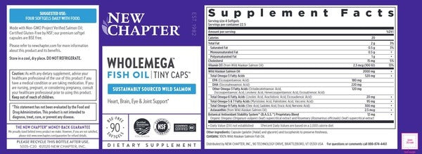 Benefits of Wholemega 500 mg  - 90 Softgels| New Chapter | supports heart, brain 