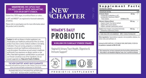 Benefits of Women's Daily Probiotic  - 30 Veg Caps| New Chapter | supports urinary tract health