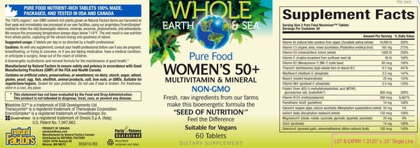 Women's Multi 50+ NON GMO Whole Earth and Sea - Natural Factors