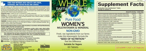 Women's Multi Non-GMO Whole Earth and Sea - Natural Factors