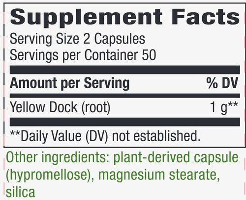 Yellowdock Root 500 mg Natures way