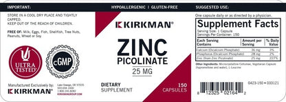 Zinc Picolinate 25 mg Kirkman Labs