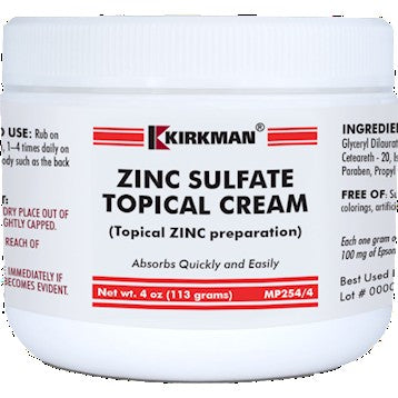 Zinc Sulfate Topical Cream Kirkman Labs